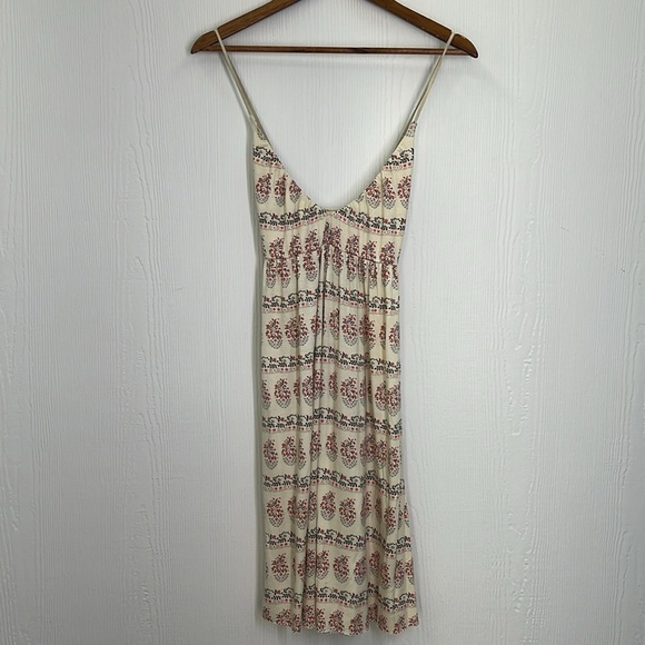 Free People - Ivory Fun Colorful Floral With Suede Spaghetti Straps Mini Dress M - Picture 8 of 14